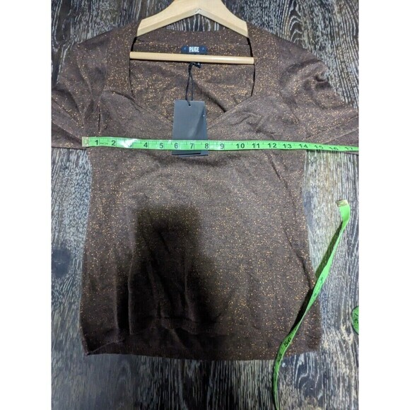 Paige Brown Genieve Metallic Glitter Cutout Sweater M - Picture 10 of 11